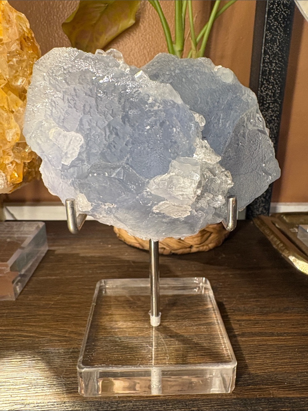Blue Fluorite Chunk with Calcite